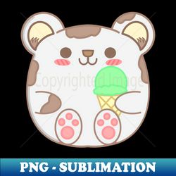 hamster eating ice cream - png transparent sublimation design - fashionable and fearless