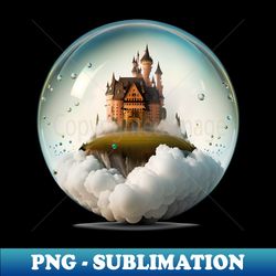 fantasy town a glass ball castle on clouds - elegant sublimation png download - vibrant and eye-catching typography