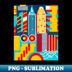 vivid colorful city skyline and pattern illustration - modern sublimation png file - unleash your creativity