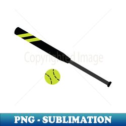 blue softball and softball bat - sublimation-ready png file - perfect for personalization