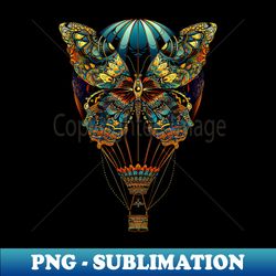 hot air balloon with colorful patterns resembling a butterfly - elegant sublimation png download - fashionable and fearless