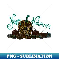 psychedelic pumpkin skull - halloween - instant png sublimation download - perfect for sublimation art