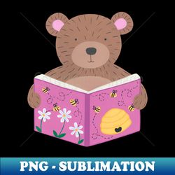 animals with books part 4 - bear reading bee book - premium sublimation digital download - perfect for creative projects