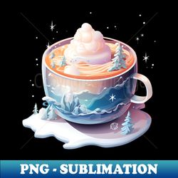 cappuccino in a dreamy snowy landscape - instant sublimation digital download - transform your sublimation creations