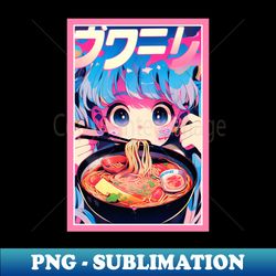 Cute Anime Girl   Ramen Noodles  Hentaii Chibi Kawaii Design - Creative Sublimation PNG Download - Add a Festive Touch to Every Day