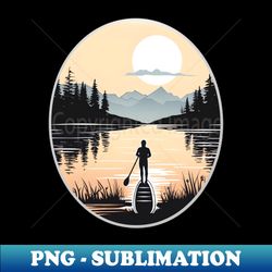 solitary paddleboarder in a mountainous sunset scene - special edition sublimation png file - boost your success with this inspirational png download