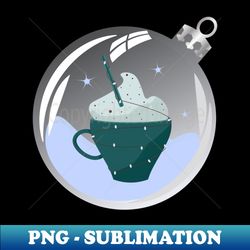 coffe cup cappuccino in christmas bauble - vintage sublimation png download - perfect for sublimation mastery