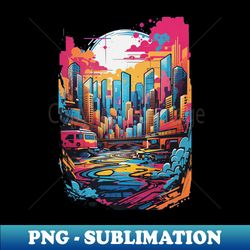 landscape surrounded by city - decorative sublimation png file - transform your sublimation creations