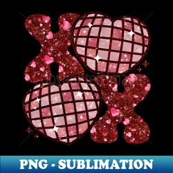 xoxo heart sequins glitter valentines day lover faux embroidery - png sublimation digital download - enhance your apparel with stunning detail