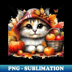 cat in autumn and cat art - png transparent sublimation design - boost your success with this inspirational png download