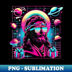 cool jesus sunglass outerspace retro 80s neon vibe - modern sublimation png file - unleash your creativity