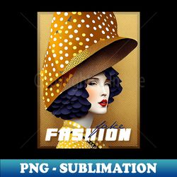 pretty woman in hat with gorgeous gold patterns - fake fashion - artistic sublimation digital file - perfect for sublimation art