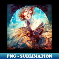 of silks and water - vintage mucha gilded age art nouveau - retro png sublimation digital download - bold & eye-catching