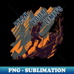 hiker conquering summit - mountains and motivation - premium png sublimation file - stunning sublimation graphics