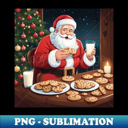 santa claus eating cookies with milk - high-quality png sublimation download - spice up your sublimation projects