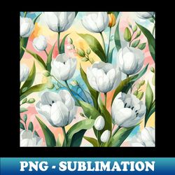 white tulip flowers - modern sublimation png file - perfect for sublimation art