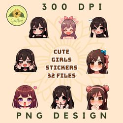 cute girl stickers png