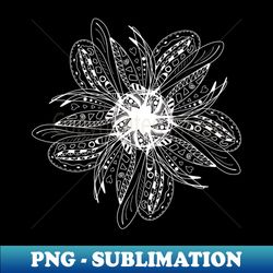 white flower mandala pattern with many small details - unique sublimation png download