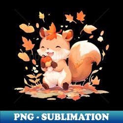 happy autumn squirrel with an acorn - png sublimation digital download