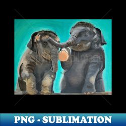 baby elephants acrylic painting - decorative sublimation png file