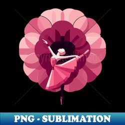 ballerina in a pink floral dress, ballet tiptoe dance performer, geometric - creative sublimation png download