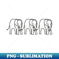three baby elephants outline - instant sublimation digital download
