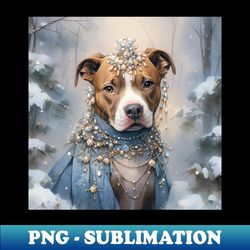 pit bull in winter - stylish sublimation digital download