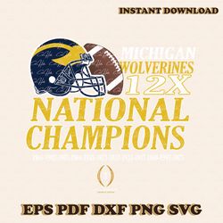 michigan wolverines 12 time national champions svg