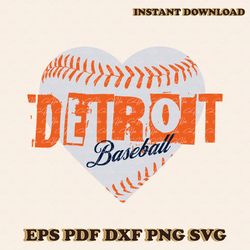 retro mlb detroit baseball heart svg