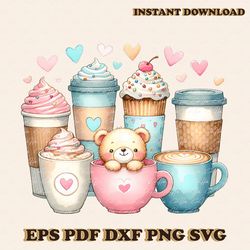 valentine's day coffee png sublimation