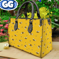 bee handbag, yellow bee leather bag, bee leather handbag, bee crossbody bag, teacher handbag, pattern bee leather purse,