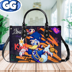 donald duck leather bag,donald duck lovers handbag, donald duck bags and purses,handmade bag