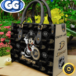 anaheim ducks nhl mickey women leather hand bag