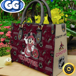 arizona coyotes nhl mickey women leather hand bag