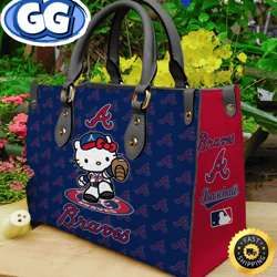 atlanta braves kitty women leather hand bag