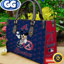 atlanta braves mickey women leather hand bag