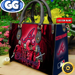 atlanta braves mlb halloween women leather hand bag