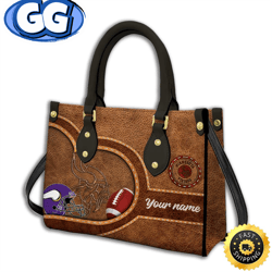 minnesota vikings-custom name nfl leather bag, 127