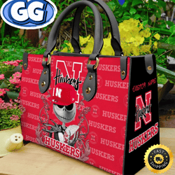 nebraska cornhuskers ncaa jack skellington women leather bag, 310