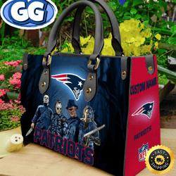 new england patriots nfl halloween women leather hand bag, 312