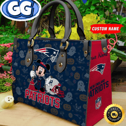 new england patriots nfl minnie halloween women leather hand bag, 314