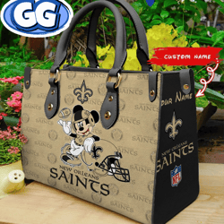 new orleans saints mickey leather bag custom name women bag, 318