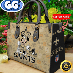 new orleans saints nfl minnie halloween women leather hand bag, 321