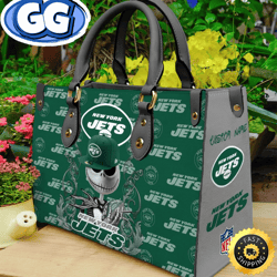 new york jets nfl jack skellington women leather bag, 332