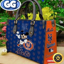 new york mets mickey women leather hand bag, 337