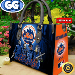 new york mets mlb halloween women leather hand bag, 339