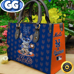 new york mets stitch women leather hand bag, 340