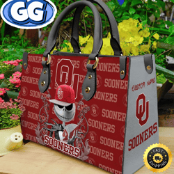 oklahoma sooners ncaa jack skellington women leather bag, 422