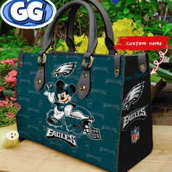 philadelphia eagles mickey leather bag custom name women bag, 426