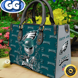 philadelphia eagles nfl jack skellington women leather bag, 428